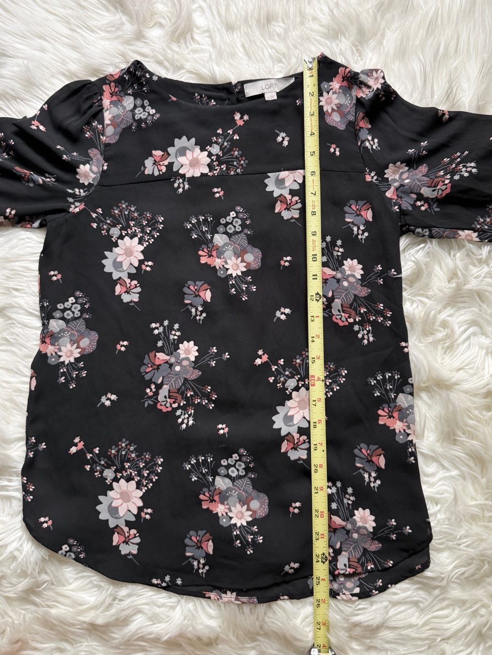 Loft Floral Long Sleeve Blouse Size Small Black and Pink - Picture 4 of 5